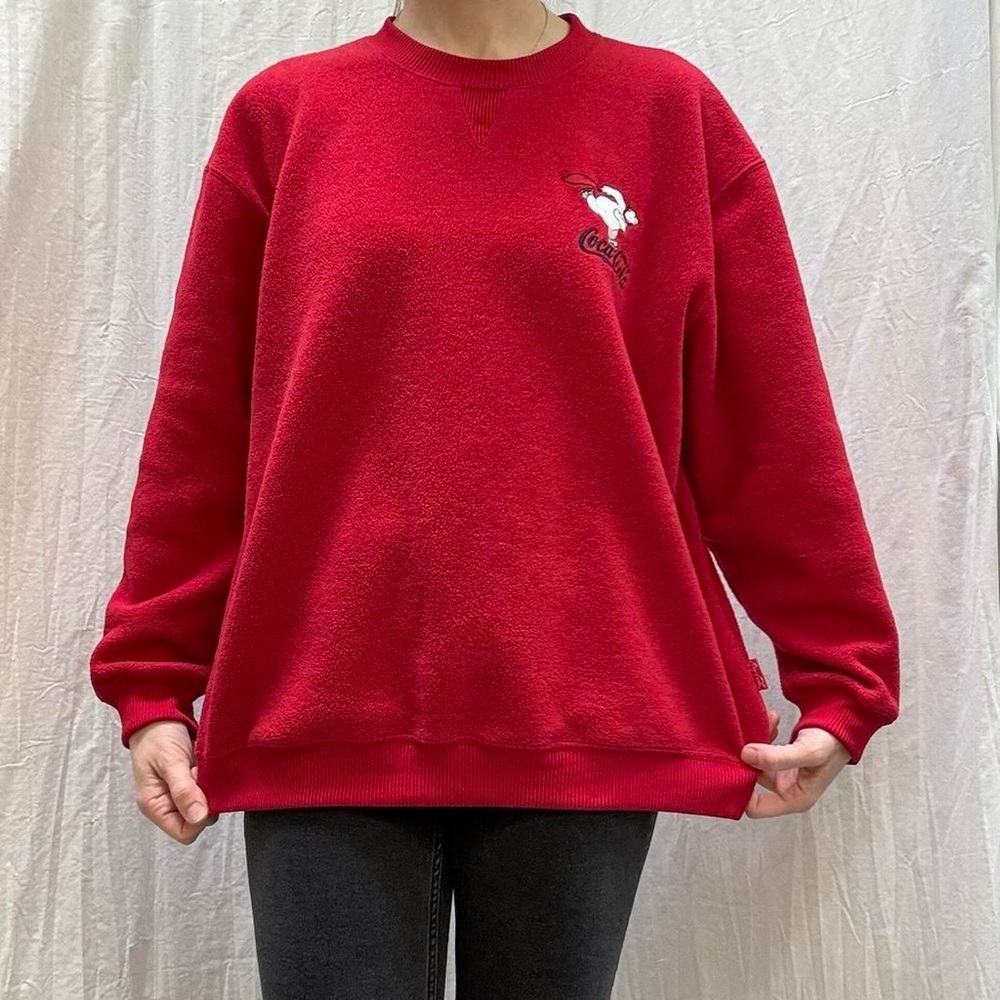 Coca-Cola‎ Skating Polarbear Fleece Sweatshirt Vintage 90s Size XL - Picture 2 of 7